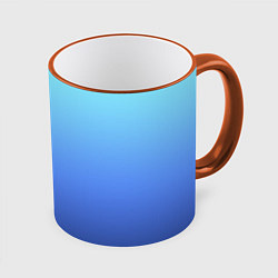 Кружка 3D Голубой и черно-синий градиент, цвет: 3D-оранжевый кант