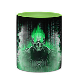 Кружка 3D Зелёный скелет в дыму, цвет: 3D-белый + светло-зеленый — фото 2