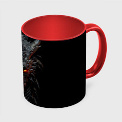 Кружка 3D Черный пещерный дракон символ 2024, цвет: 3D-белый + красный