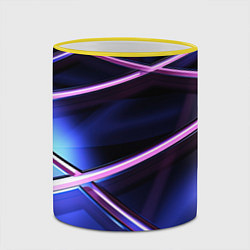 Кружка 3D Фиолетовая геометрическая абстракция, цвет: 3D-желтый кант — фото 2