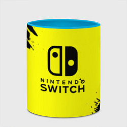 Кружка 3D Nintendo switch краски на жёлтом, цвет: 3D-белый + небесно-голубой — фото 2