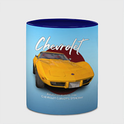 Кружка 3D Американский маслкар Chevrolet Corvette, цвет: 3D-белый + синий — фото 2