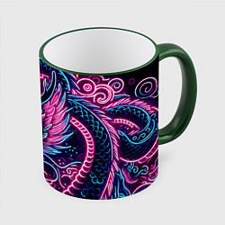 Кружка 3D Neon Japanese dragon - irezumi, цвет: 3D-зеленый кант