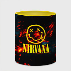 Кружка 3D Nirvana rock огненное лого лава, цвет: 3D-белый + желтый — фото 2