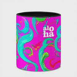 Кружка 3D Abstract floral pattern - aloha, цвет: 3D-белый + черный — фото 2