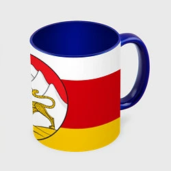 Кружка 3D Осетия флаг и герб, цвет: 3D-белый + синий