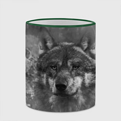 Кружка 3D Серый волк на сером фоне, цвет: 3D-зеленый кант — фото 2