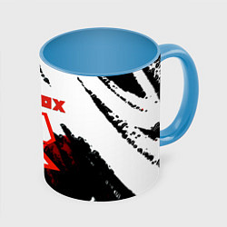 Кружка 3D Roblox logo краски мобайл гейм, цвет: 3D-белый + небесно-голубой