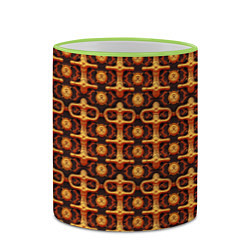Кружка 3D Оранжевый деревянный абстрактный паттерн, цвет: 3D-светло-зеленый кант — фото 2