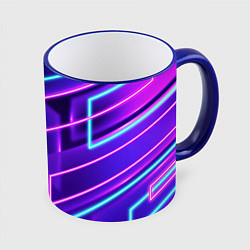 Кружка 3D Neon Geometric, цвет: 3D-синий кант