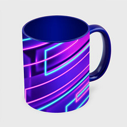 Кружка 3D Neon Geometric, цвет: 3D-белый + синий