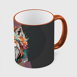 Кружка 3D Голова яркого волка, цвет: 3D-оранжевый кант