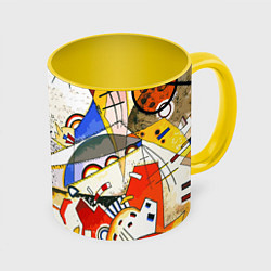 Кружка 3D Кандинский картина - шумная акварель, цвет: 3D-белый + желтый
