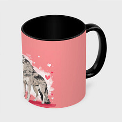 Кружка 3D Влюбленные волки 14 февраля, цвет: 3D-белый + черный