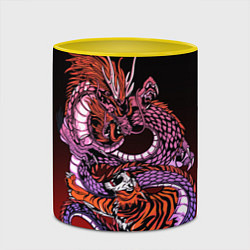 Кружка 3D Дракон и тигр в год дракона, цвет: 3D-белый + желтый — фото 2