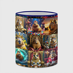 Кружка 3D Коллаж много капибар в короне, цвет: 3D-синий кант — фото 2