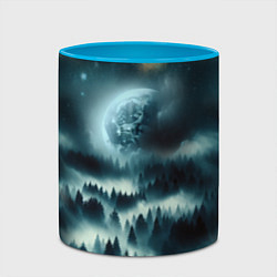 Кружка 3D Луна и туман в лесу, цвет: 3D-белый + небесно-голубой — фото 2