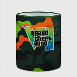 Кружка 3D Gta лого зелено-оранжевый камуфляж, цвет: 3D-зеленый кант — фото 2