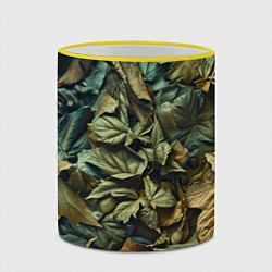Кружка 3D Реалистичный камуфляж из листьев, цвет: 3D-желтый кант — фото 2