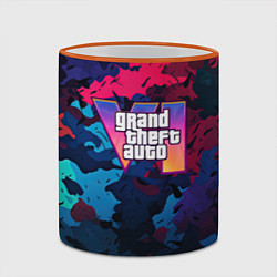 Кружка 3D GTA 6 logo яркий неоновый камуфляжный стиль, цвет: 3D-оранжевый кант — фото 2
