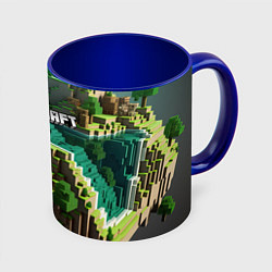 Кружка 3D Minecraft logo летняя карта, цвет: 3D-белый + синий