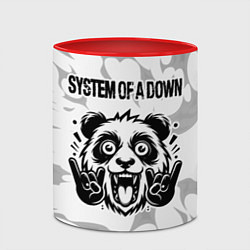 Кружка 3D System of a Down рок панда на светлом фоне, цвет: 3D-белый + красный — фото 2