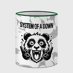 Кружка 3D System of a Down рок панда на светлом фоне, цвет: 3D-зеленый кант — фото 2