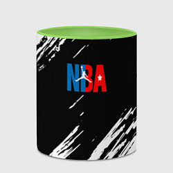 Кружка 3D Basketball текстура краски nba, цвет: 3D-белый + светло-зеленый — фото 2