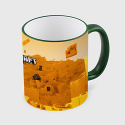 Кружка 3D Minecraft logo яркий желтый мир, цвет: 3D-зеленый кант
