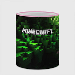Кружка 3D Minecraft logo зеленые кубики, цвет: 3D-розовый кант — фото 2