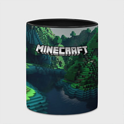 Кружка 3D Minecraft logo зеленые квадратные кубы, цвет: 3D-белый + черный — фото 2