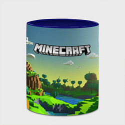 Кружка 3D Minecraft logo зеленый летний мир, цвет: 3D-белый + синий — фото 2