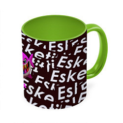 Кружка 3D Esskeetit logo pattern, цвет: 3D-белый + светло-зеленый