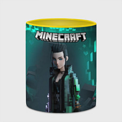 Кружка 3D Minecraft cyberpunk green neon, цвет: 3D-белый + желтый — фото 2