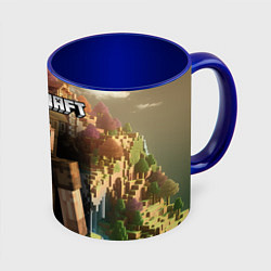 Кружка 3D Minecraft персонаж с бородой у горы, цвет: 3D-белый + синий