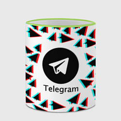 Кружка 3D Telegram logo pattern steel, цвет: 3D-светло-зеленый кант — фото 2