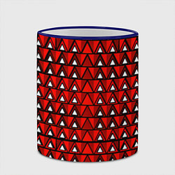 Кружка 3D Узор из треугольников с чёрной обводкой красный, цвет: 3D-синий кант — фото 2