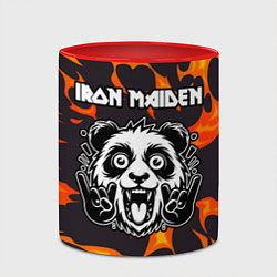 Кружка 3D Iron Maiden рок панда и огонь, цвет: 3D-белый + красный — фото 2