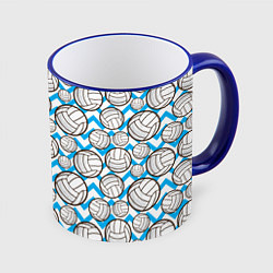 Кружка 3D Мячи волейбольные паттерн, цвет: 3D-синий кант