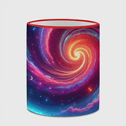 Кружка 3D Яркая неоновая галактика - нейросеть, цвет: 3D-красный кант — фото 2