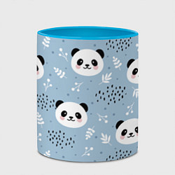 Кружка 3D Панды и цветочки, цвет: 3D-белый + небесно-голубой — фото 2