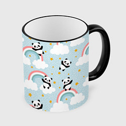 Кружка 3D Панда на радуге, цвет: 3D-черный кант