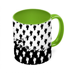 Кружка 3D Billie Eilish pattern black, цвет: 3D-белый + светло-зеленый
