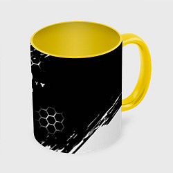 Кружка 3D Destiny абстракция краски рпг, цвет: 3D-белый + желтый