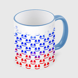 Кружка 3D Marshmello russia color, цвет: 3D-небесно-голубой кант