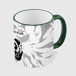 Кружка 3D Nightwish рок панда на светлом фоне, цвет: 3D-зеленый кант