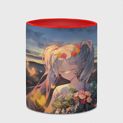 Кружка 3D Sousou no Frieren Фрирен smile, цвет: 3D-белый + красный — фото 2