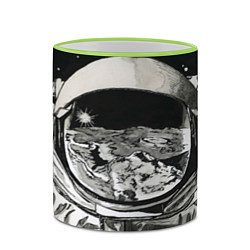 Кружка 3D Космонавт в черно-белом мире, цвет: 3D-светло-зеленый кант — фото 2