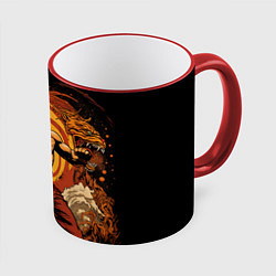 Кружка 3D Муай тай боец в стойке, цвет: 3D-красный кант