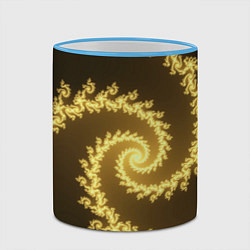 Кружка 3D Желтая спираль фракталов, цвет: 3D-небесно-голубой кант — фото 2